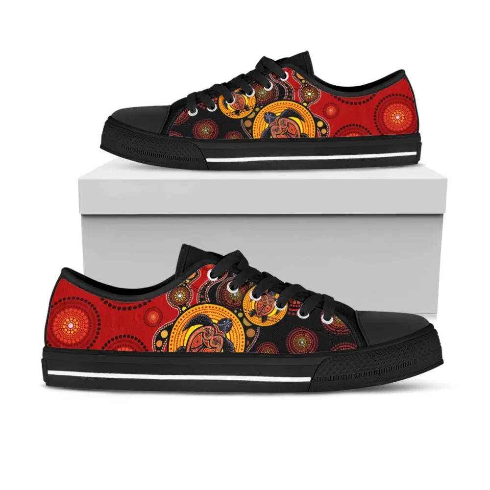 Aboriginal Shoes Turtles Colourful Painting Art Low Top Shoes, Animal Print Canvas Shoes, Print On Canvas Shoes