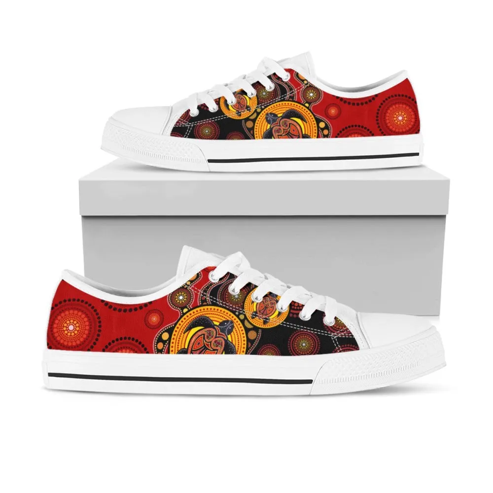 Aboriginal Shoes Turtles Colourful Painting Art Low Top Shoes, Animal Print Canvas Shoes, Print On Canvas Shoes