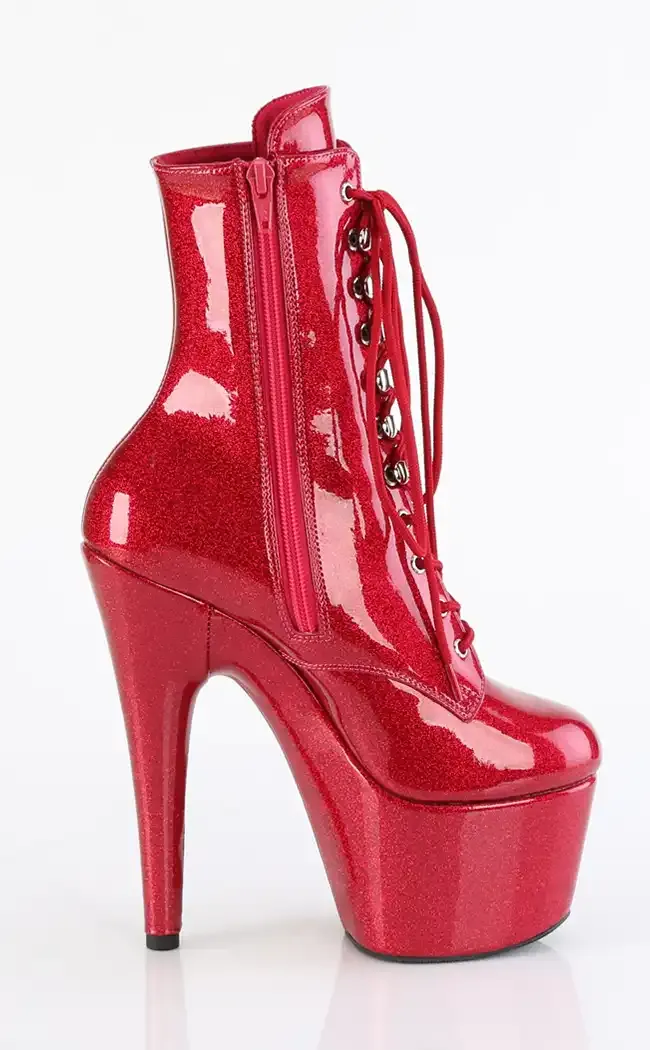 ADORE-1020GP Fuschia Glitter Patent Ankle Boots