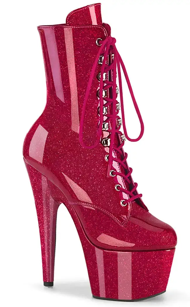 ADORE-1020GP Fuschia Glitter Patent Ankle Boots