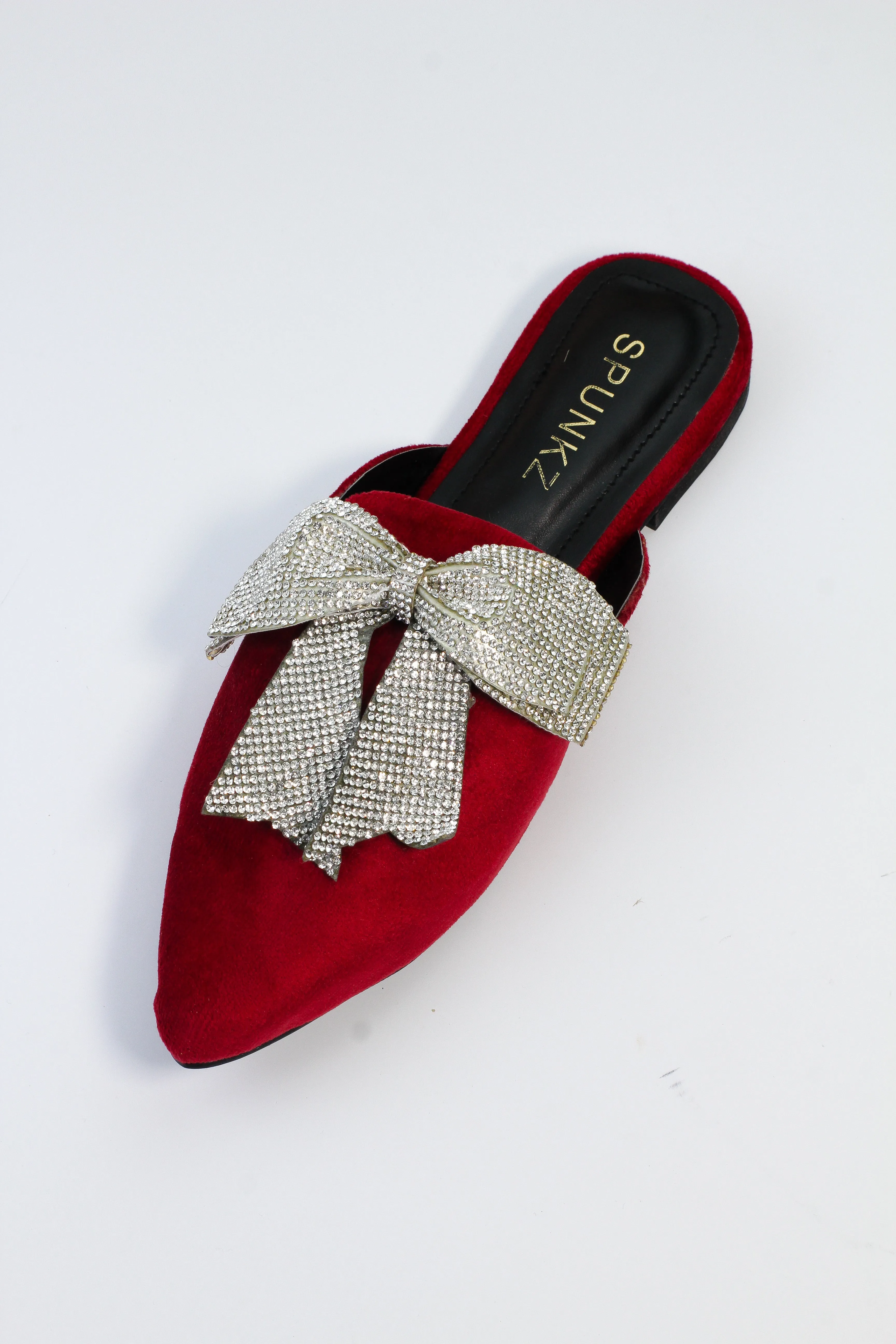 Annabel Red Open Toe Luxury Rhinestone Mules