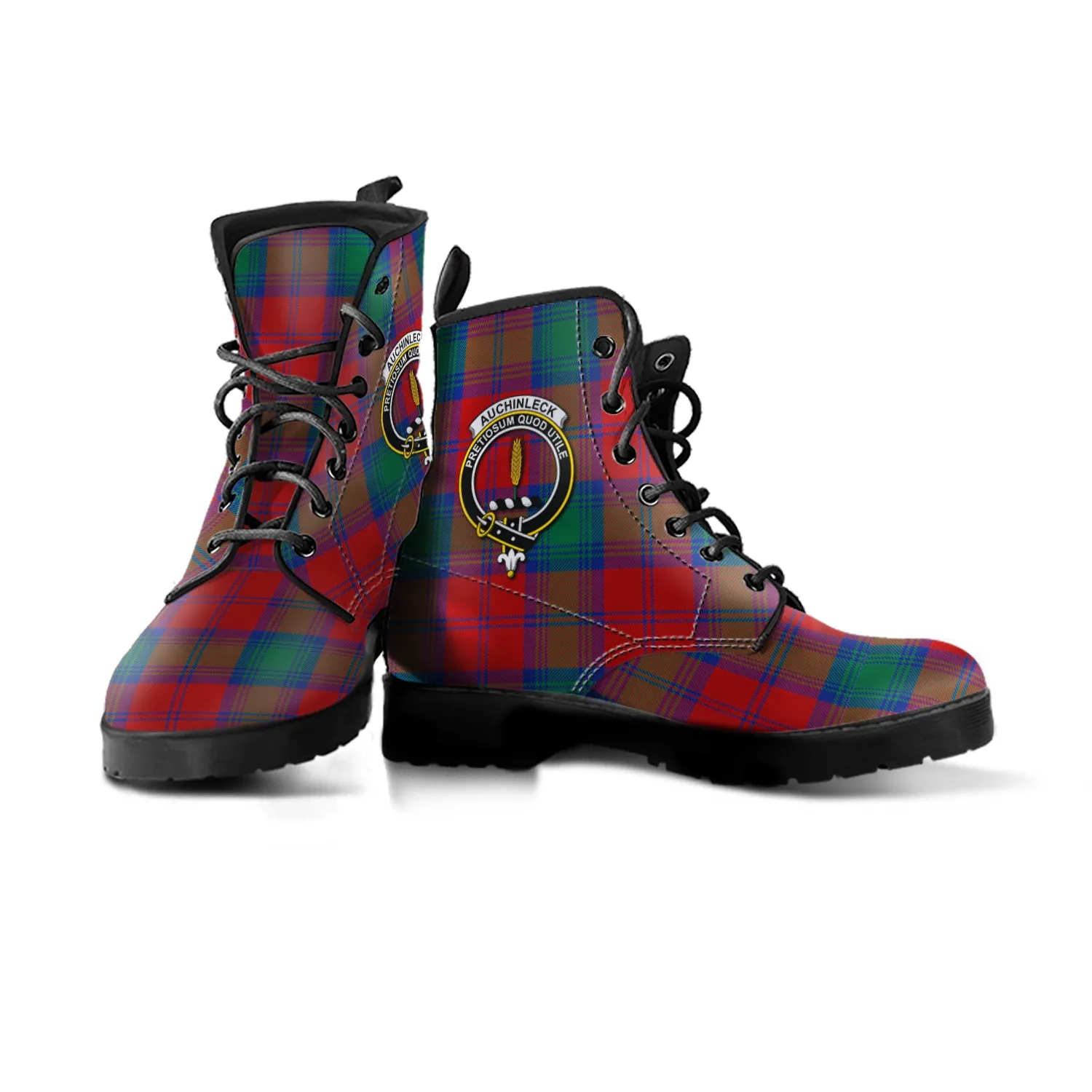 Auchinleck (Affleck) Tartan Leather Boots with Family Crest