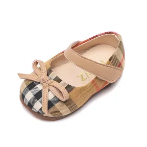 Baby Girl Designer Ballet Flats - Plaid Check with Bow