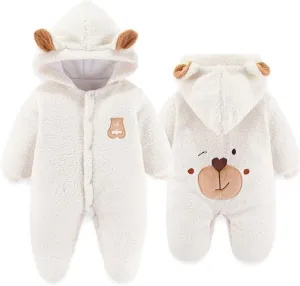 Baby Newborn Jumpsuit Footie Romper Hooded Warm Thicken Winter Bunting Outwear Snowsuit Pajamas for Girls Boys