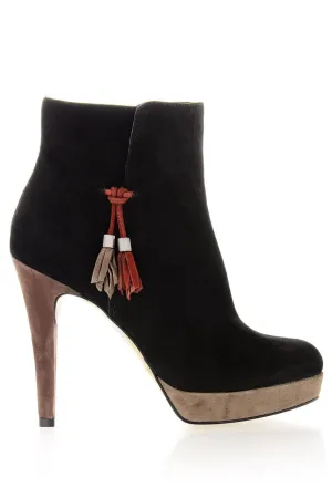 BARBARA BUCCI JULIANA Black Suede Ankle Boots