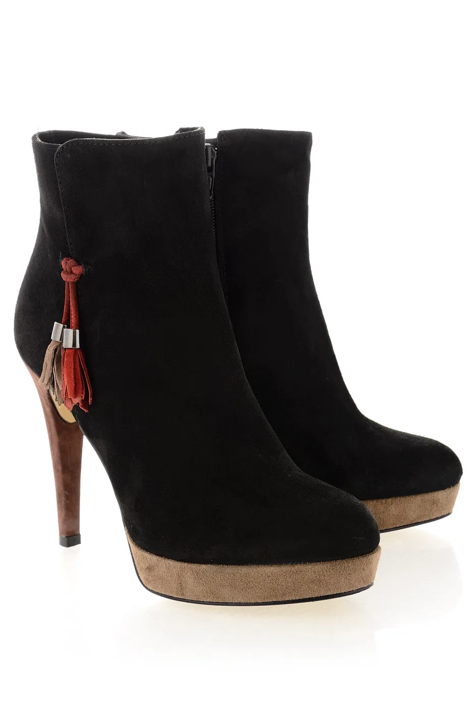 BARBARA BUCCI JULIANA Black Suede Ankle Boots