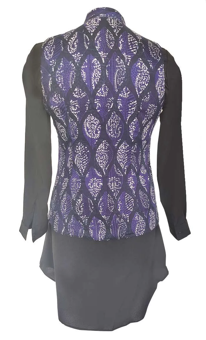 Basic Black Paisley Printed Waist Coat Style Jacket With Tunic - Final Sale