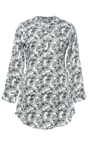 Basic Slip On Monochromatic Print Button Front Tunic With Pockets