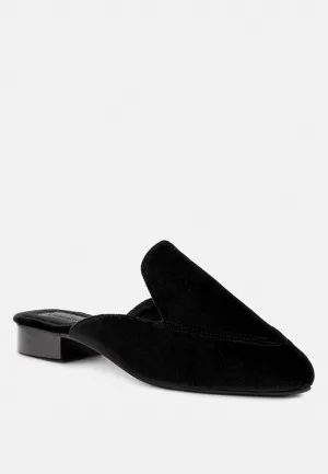 BATISTE Black Velvet Handcrafted Mules