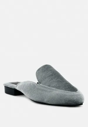 BATISTE Grey Velvet Handcrafted Mules