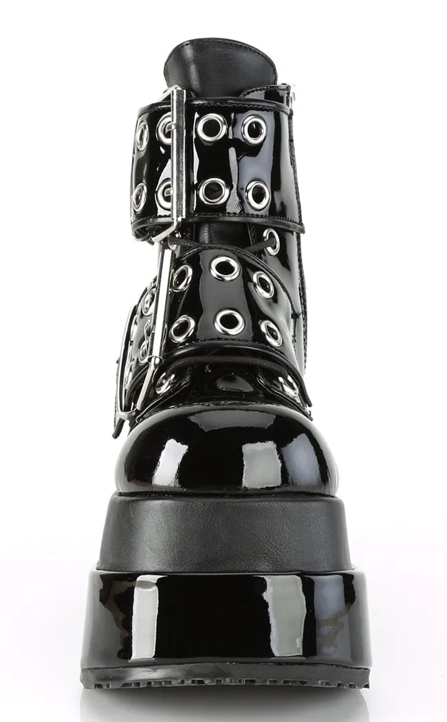 BEAR-104 Black Patent Platform Boots