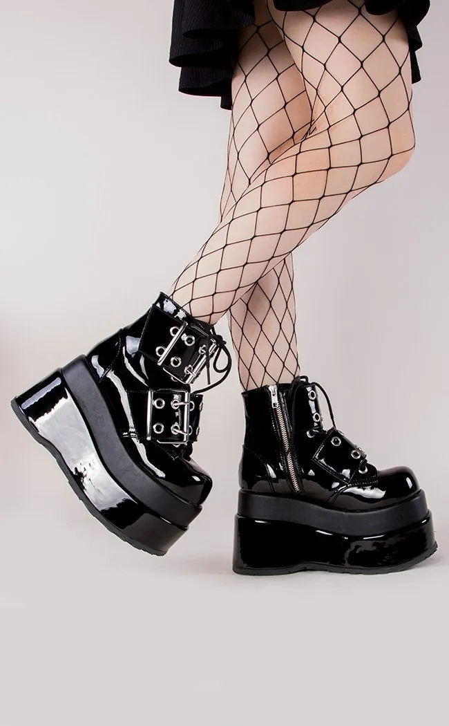 BEAR-104 Black Patent Platform Boots