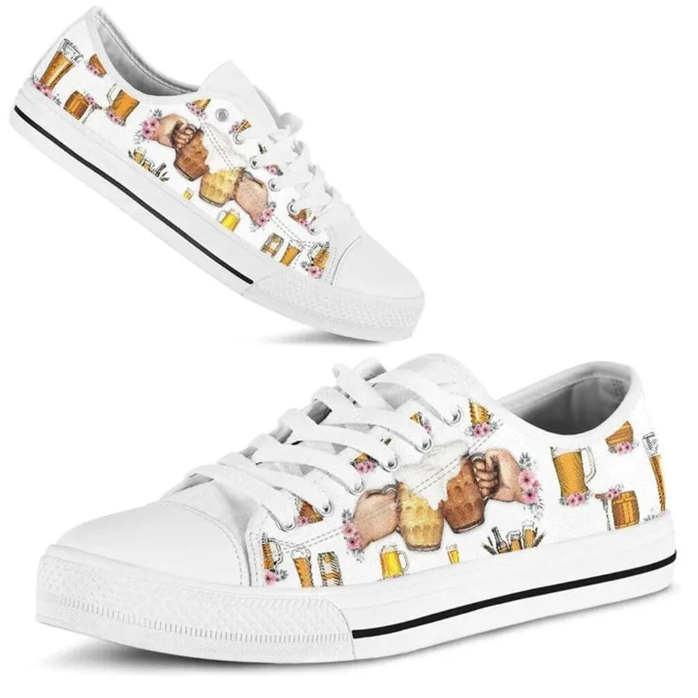 Beer Hobby Flower Watercolor Low Top Shoes, Animal Print Canvas Shoes, Print On Canvas Shoes