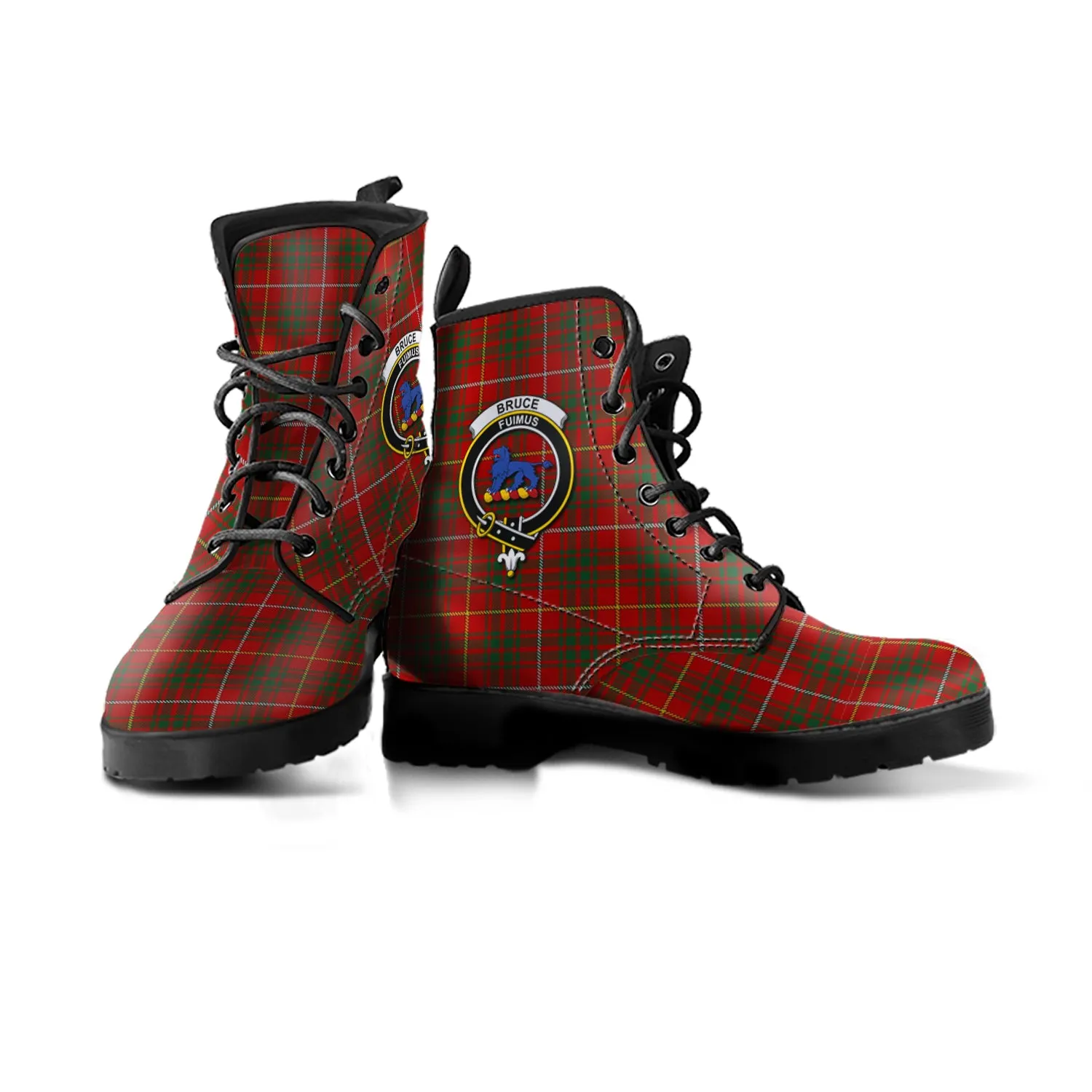 Bruce Tartan Leather Boots with Family Crest