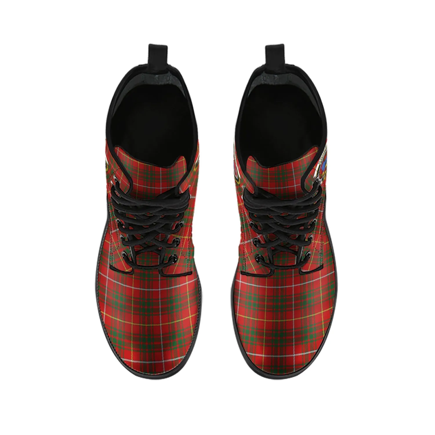 Bruce Tartan Leather Boots with Family Crest