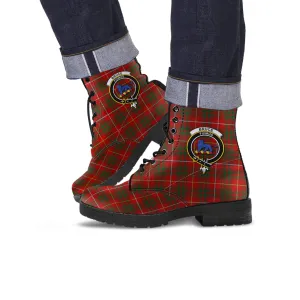 Bruce Tartan Leather Boots with Family Crest