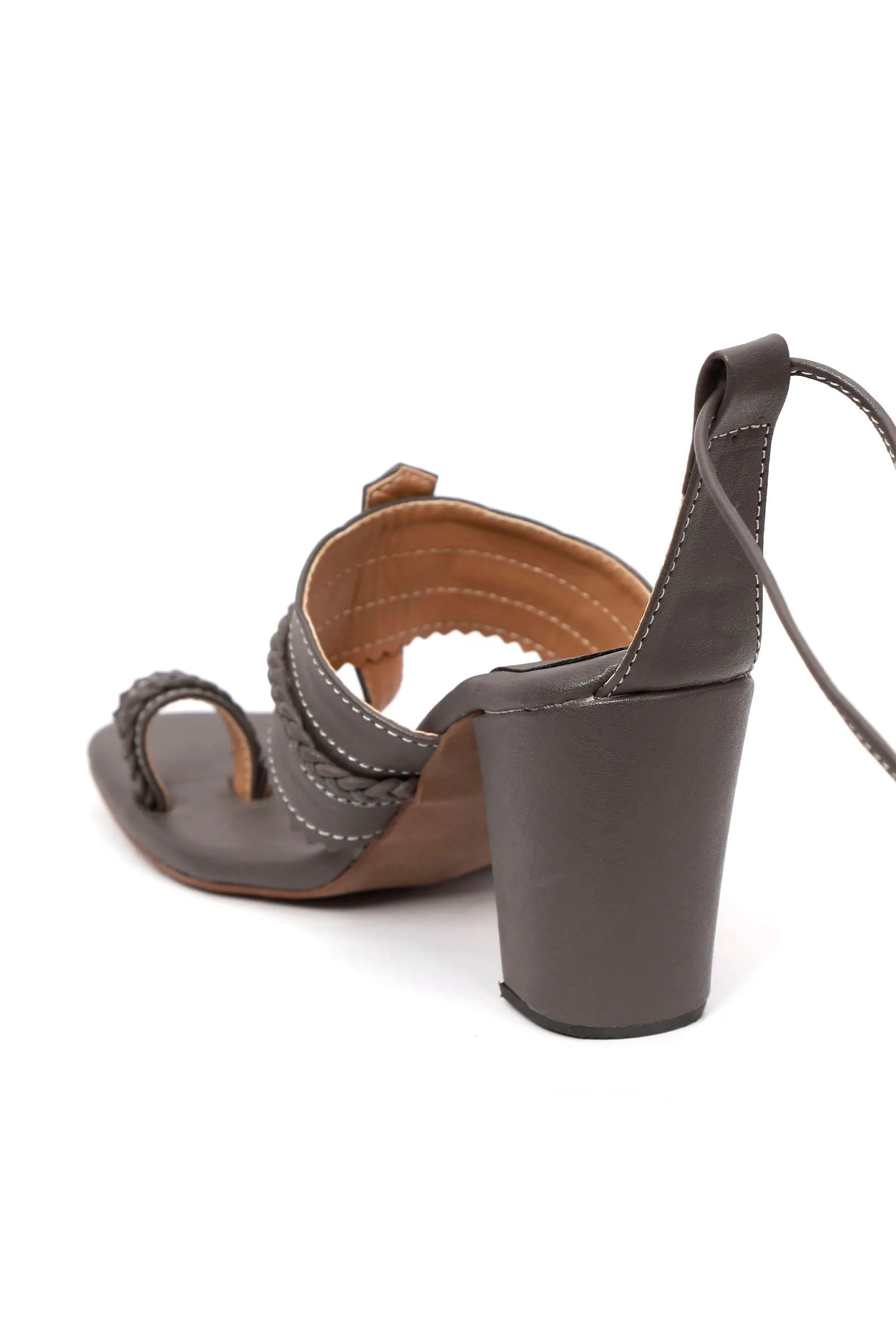 Chalk Grey Cruelty Free Leather Heels Sandals