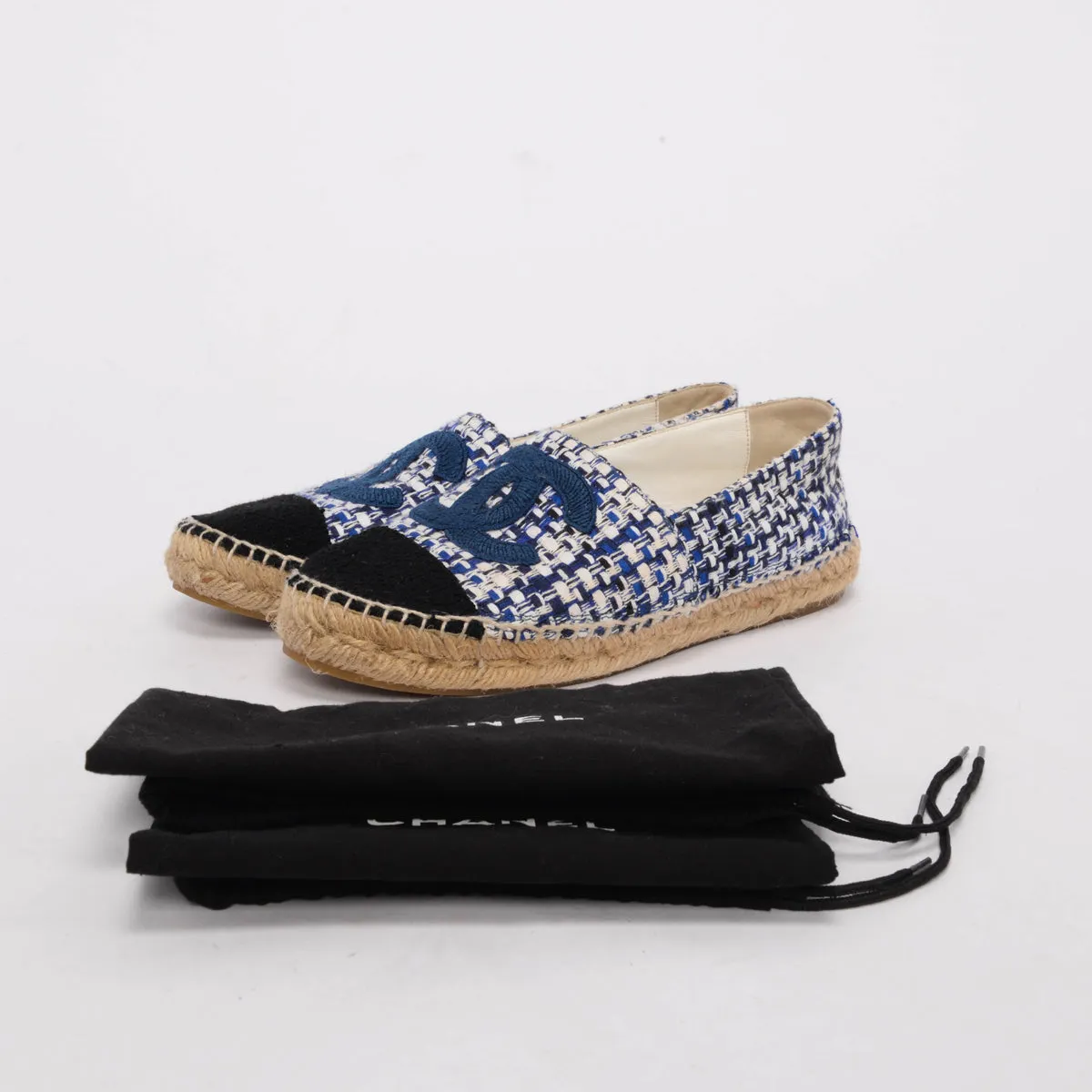 Chanel Blue Tweed CC Espadrilles 39