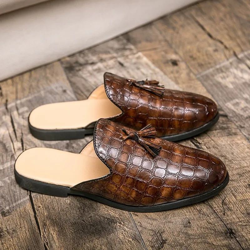 Chic CrocComfort Crocodile Pattern Slip-On Mules