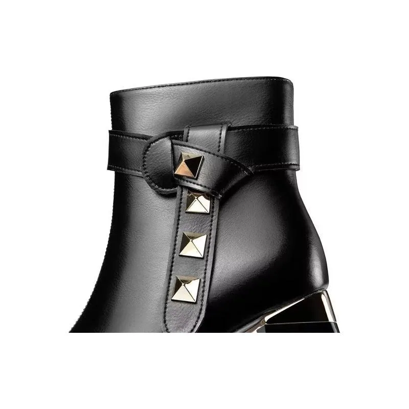 Chic Leather Pointed Toe High Heeled Boots