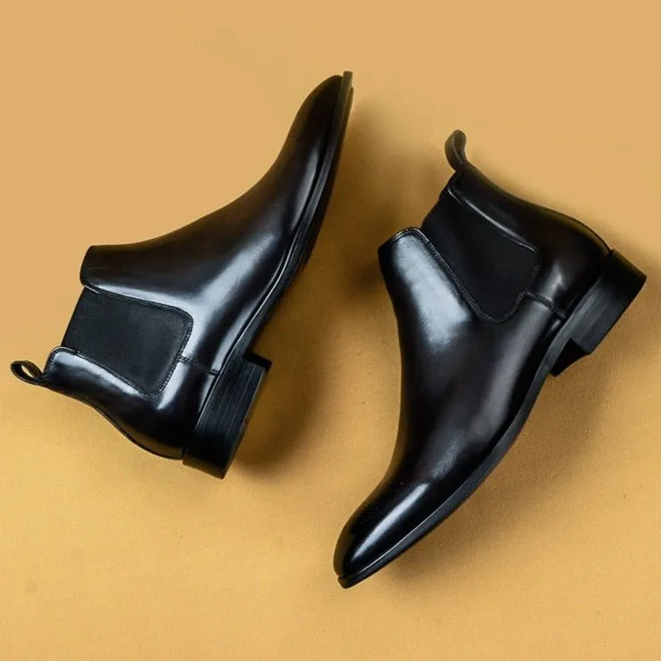 ChicLeather Slip-on Flat Heel Ankle Boots