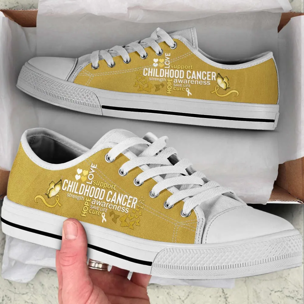 Childhood Cancer Typography Low Top Shoes - Fashionable Canvas Print, Best Canvas Shoes, Low Top Sneaker