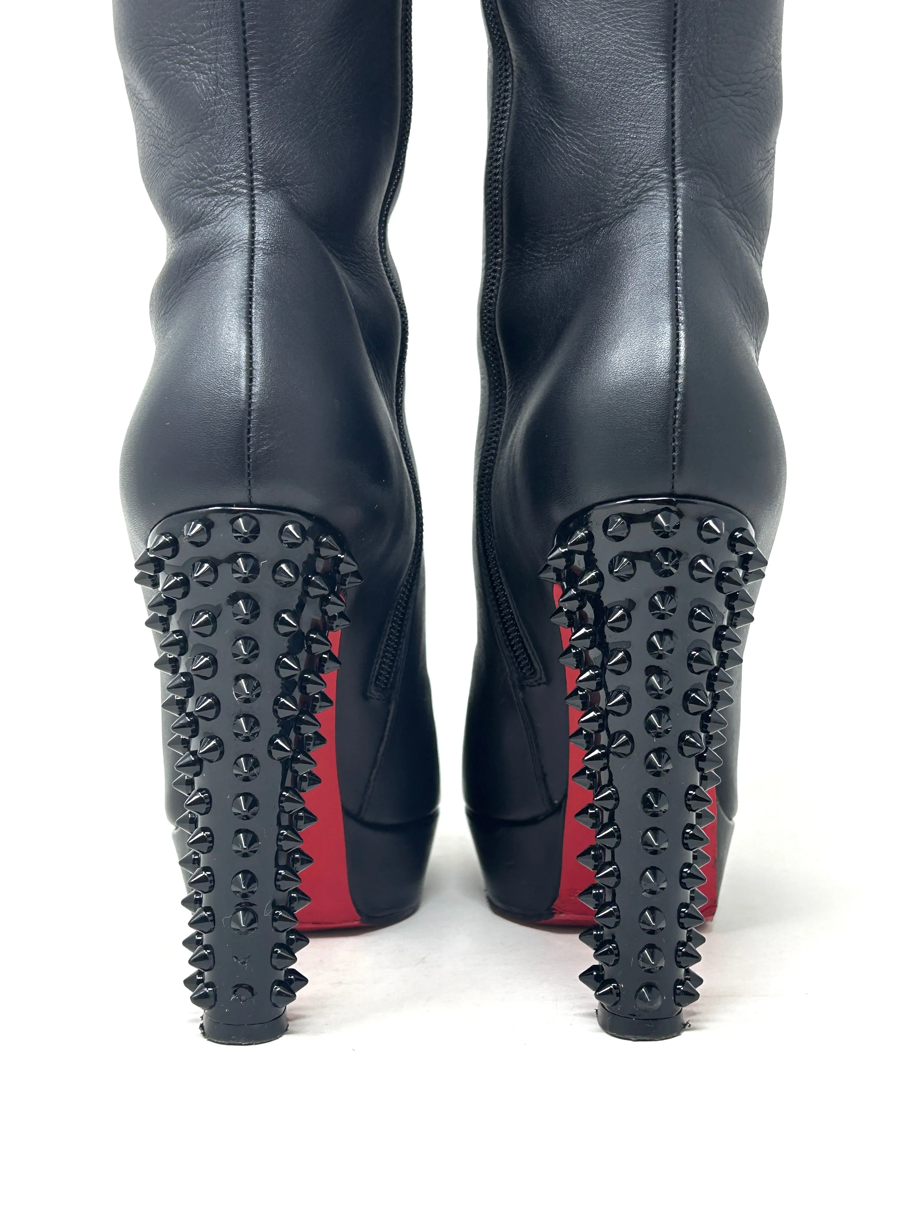 Christian Louboutin Taclou Botta 140 Black Leather Platform Knee High Boots 38 UK 5