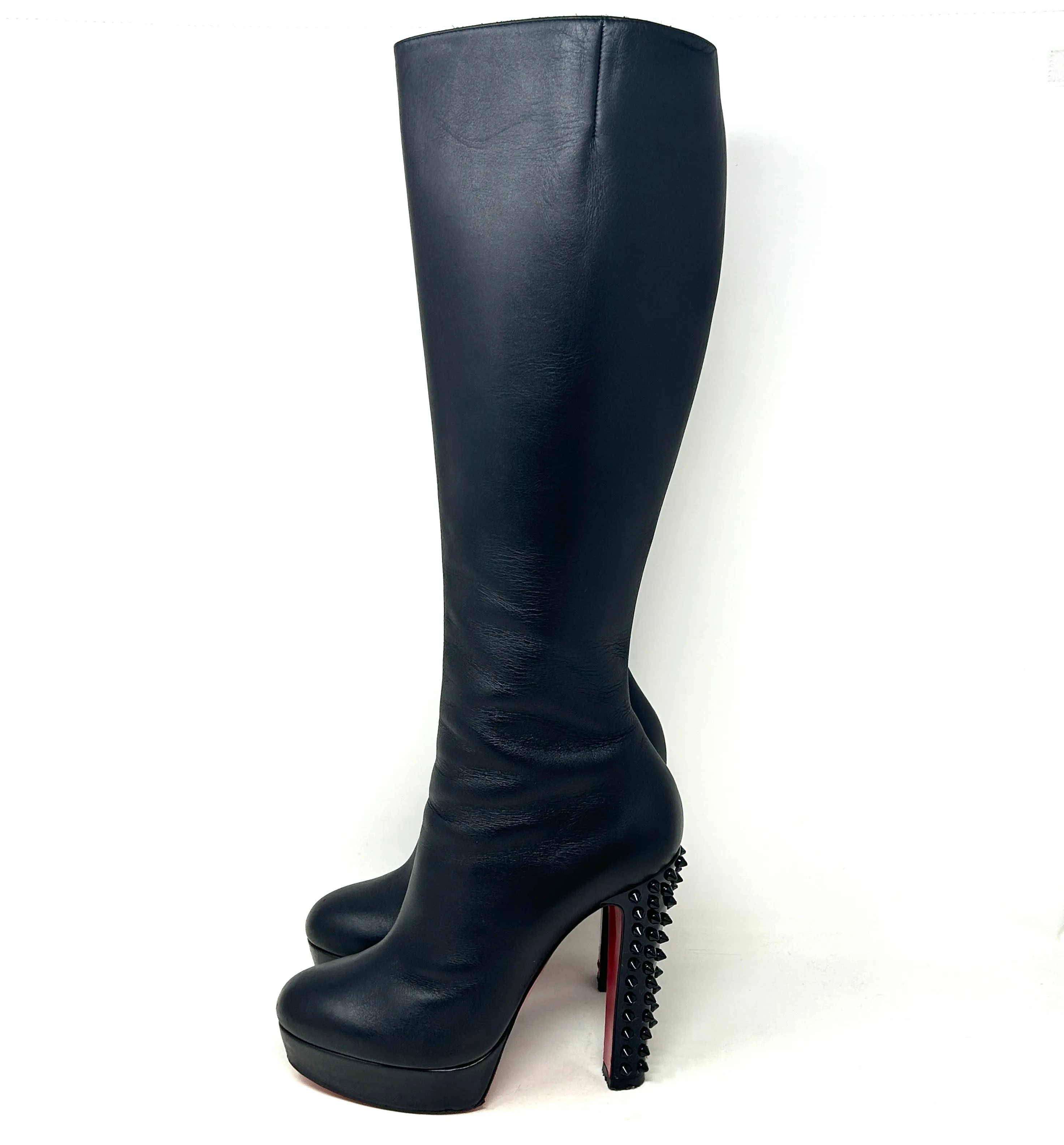 Christian Louboutin Taclou Botta 140 Black Leather Platform Knee High Boots 38 UK 5