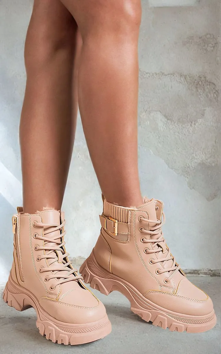 Chunky Lace Up Platform Ankle Boots