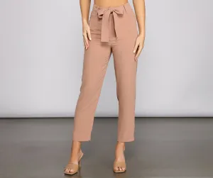 Classic High Waist Belted Tapered Pants