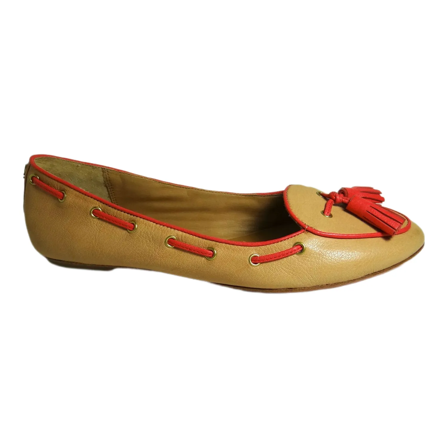 COACH Manika Soft Tan Leather Flat Shoes