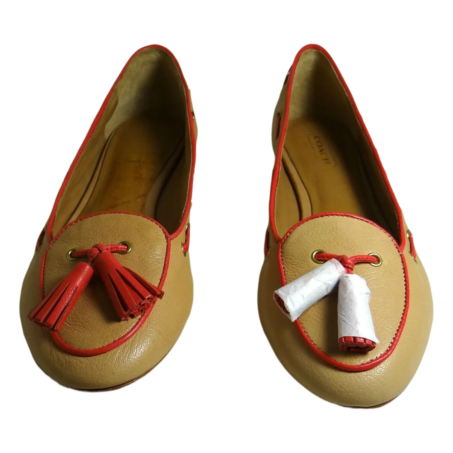 COACH Manika Soft Tan Leather Flat Shoes