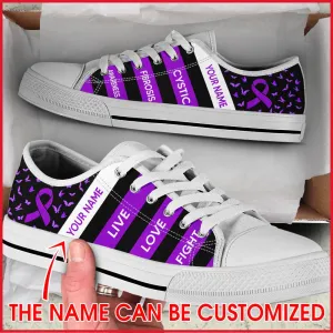 Custom Breast Cancer Shoes, Cystic Fibrosis Shoes Plaid Low Top Shoes Canvas Shoes