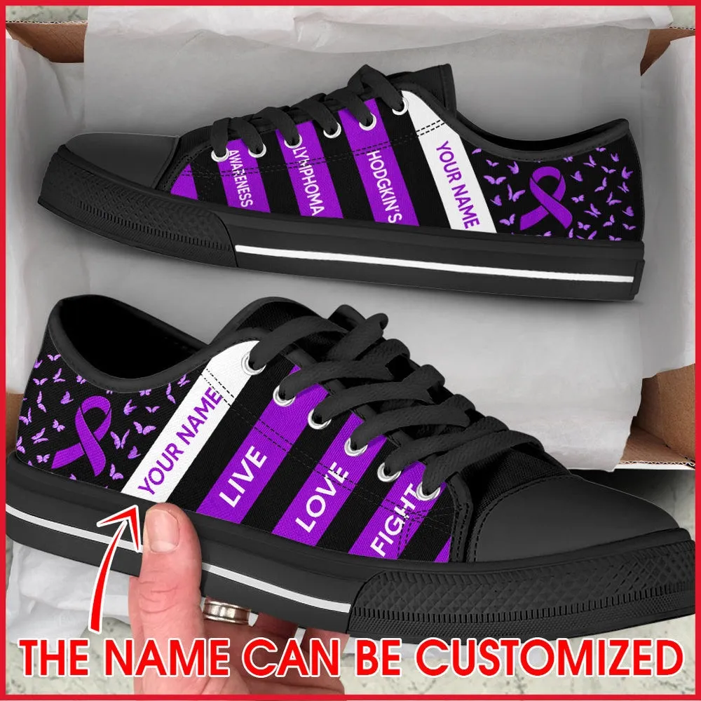 Custom Breast Cancer Shoes, Hodgkin’s Lymphoma Shoes Plaid Low Top Canvas Shoes