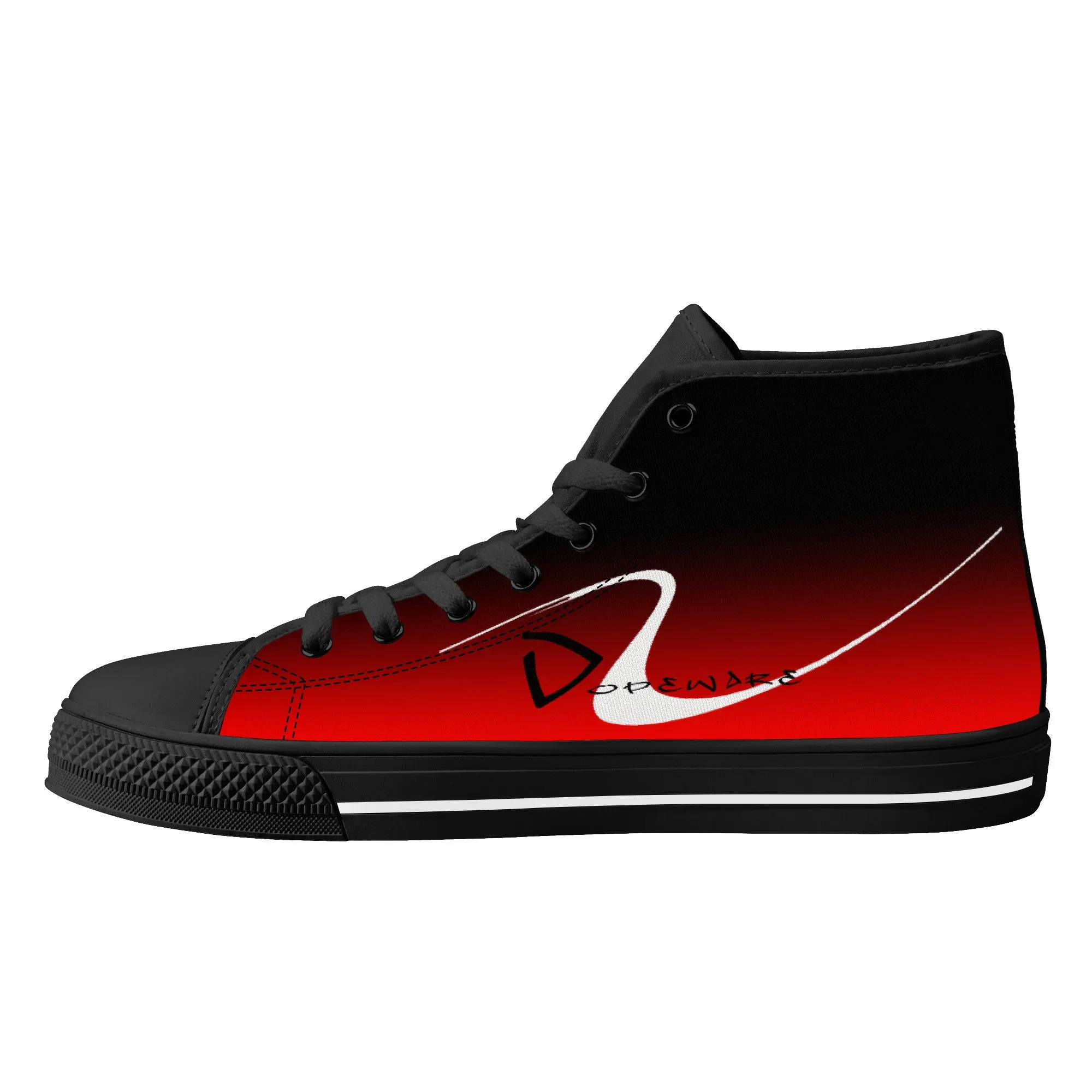 D25 High-Top Canvas Shoes - Black and Red