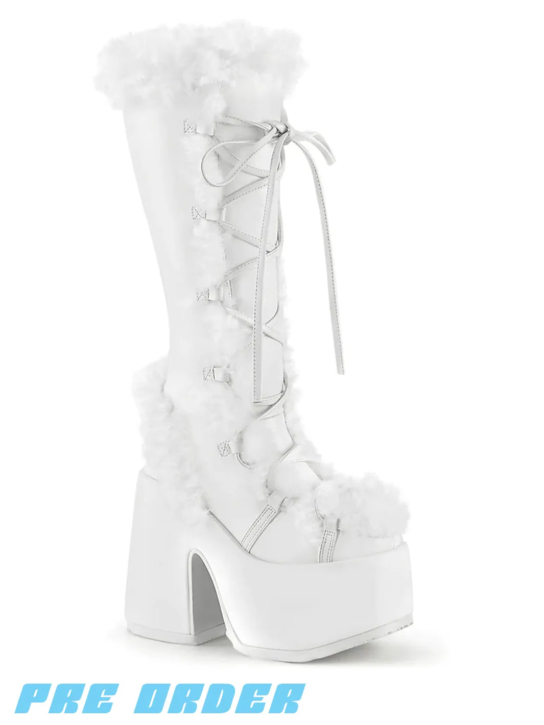 DEMONIA CAMEL-311 PLATFORM BOOTS - WHITE ✰ PRE ORDER ✰