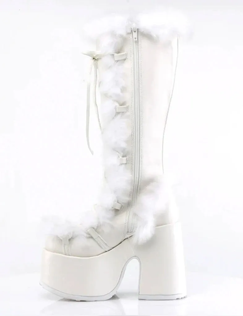 DEMONIA CAMEL-311 PLATFORM BOOTS - WHITE ✰ PRE ORDER ✰