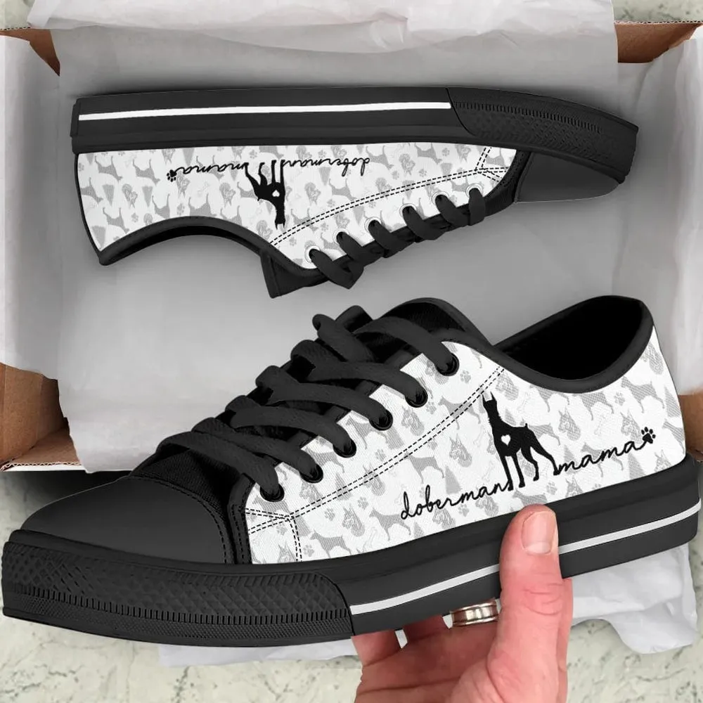 Doberman Low Top Shoes, Dog Printed Shoes, Canvas Shoes For Men, Women