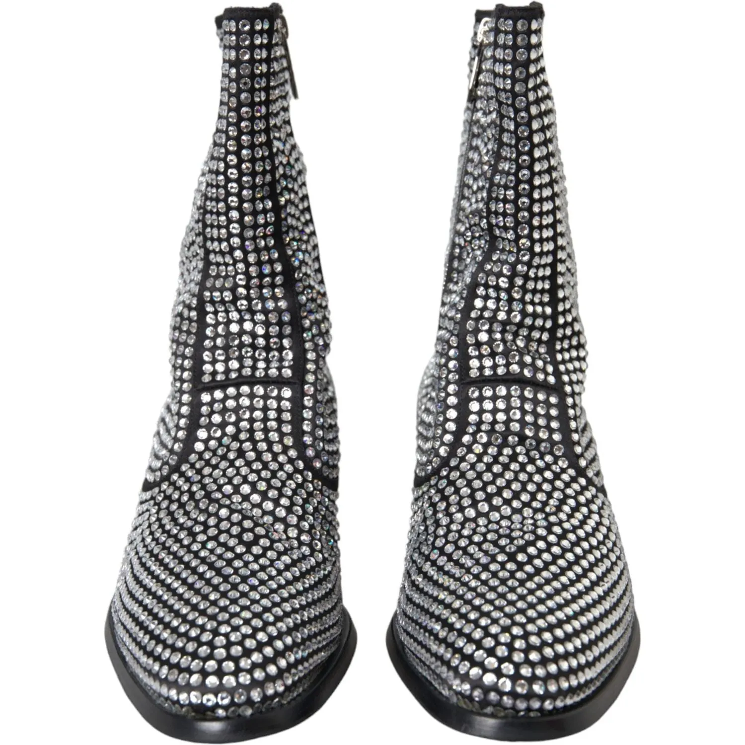 Dolce & Gabbana Black Rhinestone Crystal Chelsea Boots Shoes