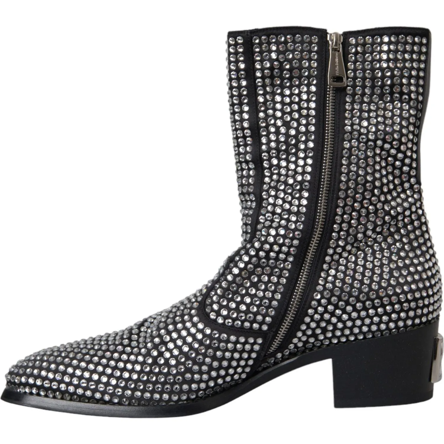 Dolce & Gabbana Black Rhinestone Crystal Chelsea Boots Shoes