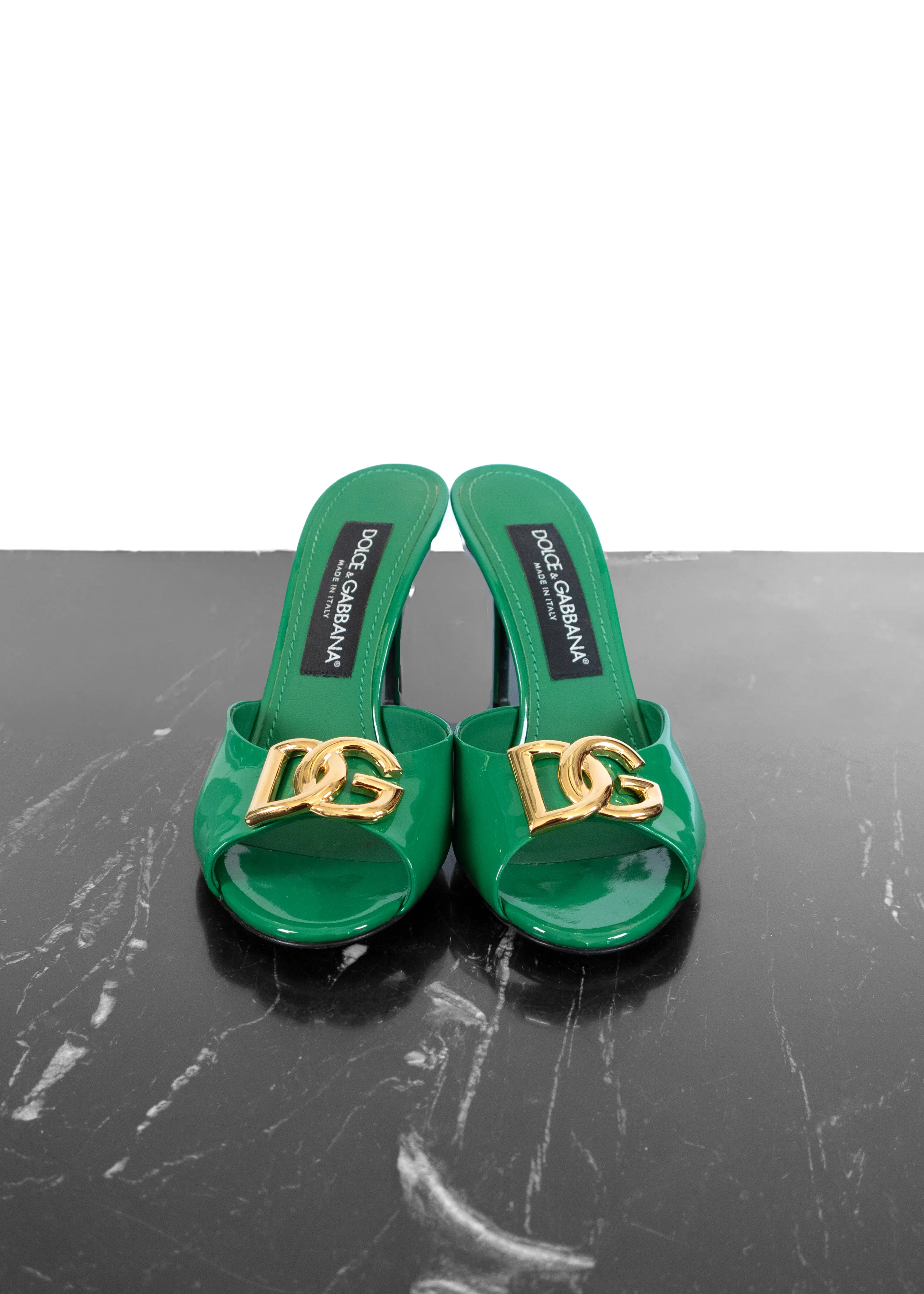 Dolce & Gabbana DG Logo 105 Patent Leather Mules