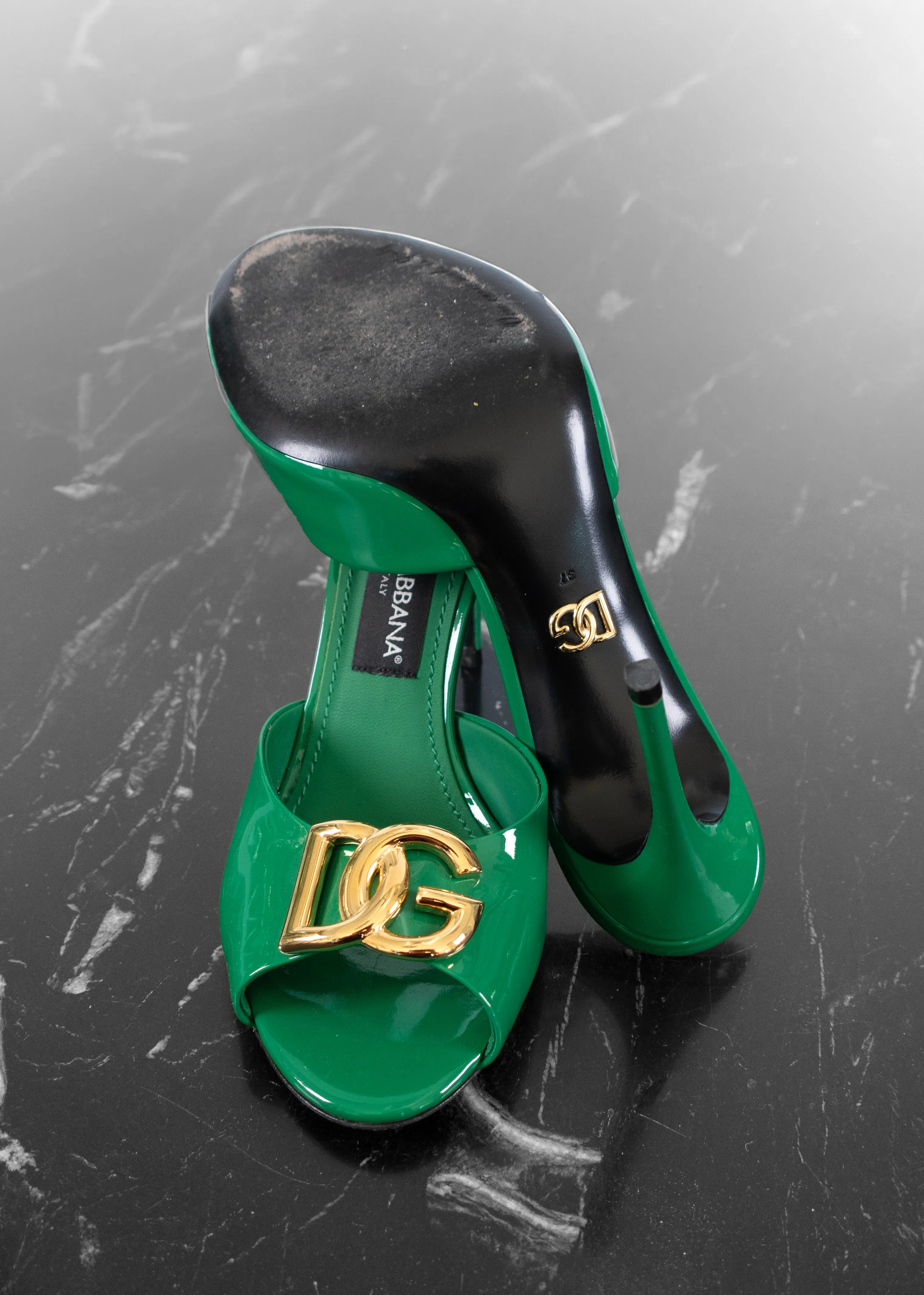 Dolce & Gabbana DG Logo 105 Patent Leather Mules