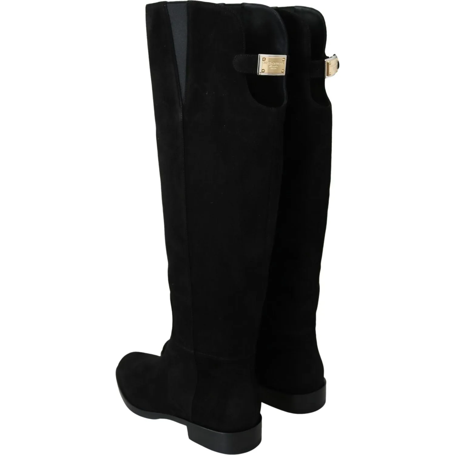 Dolce & Gabbana Elegant Black Suede Knee High Boots