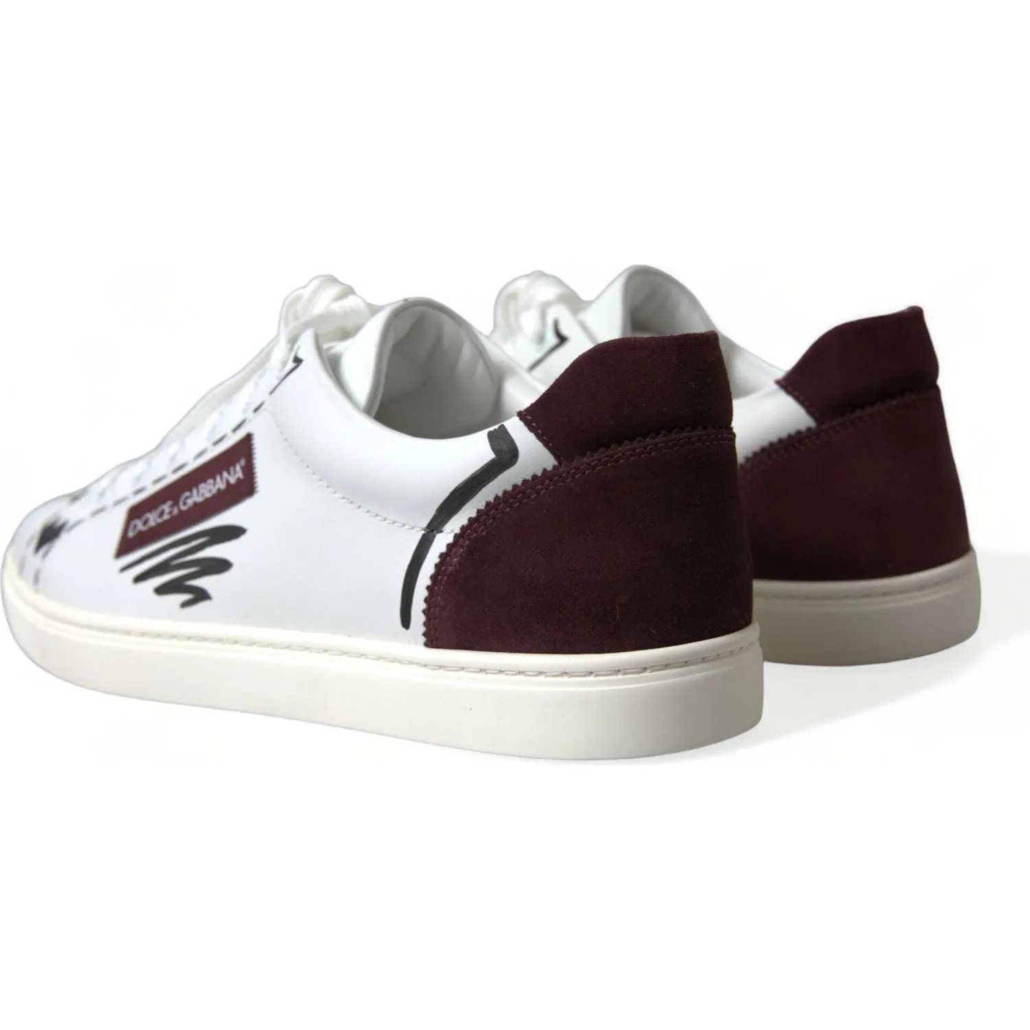 Dolce & Gabbana Exclusive White Bordeaux Low Top Sneakers