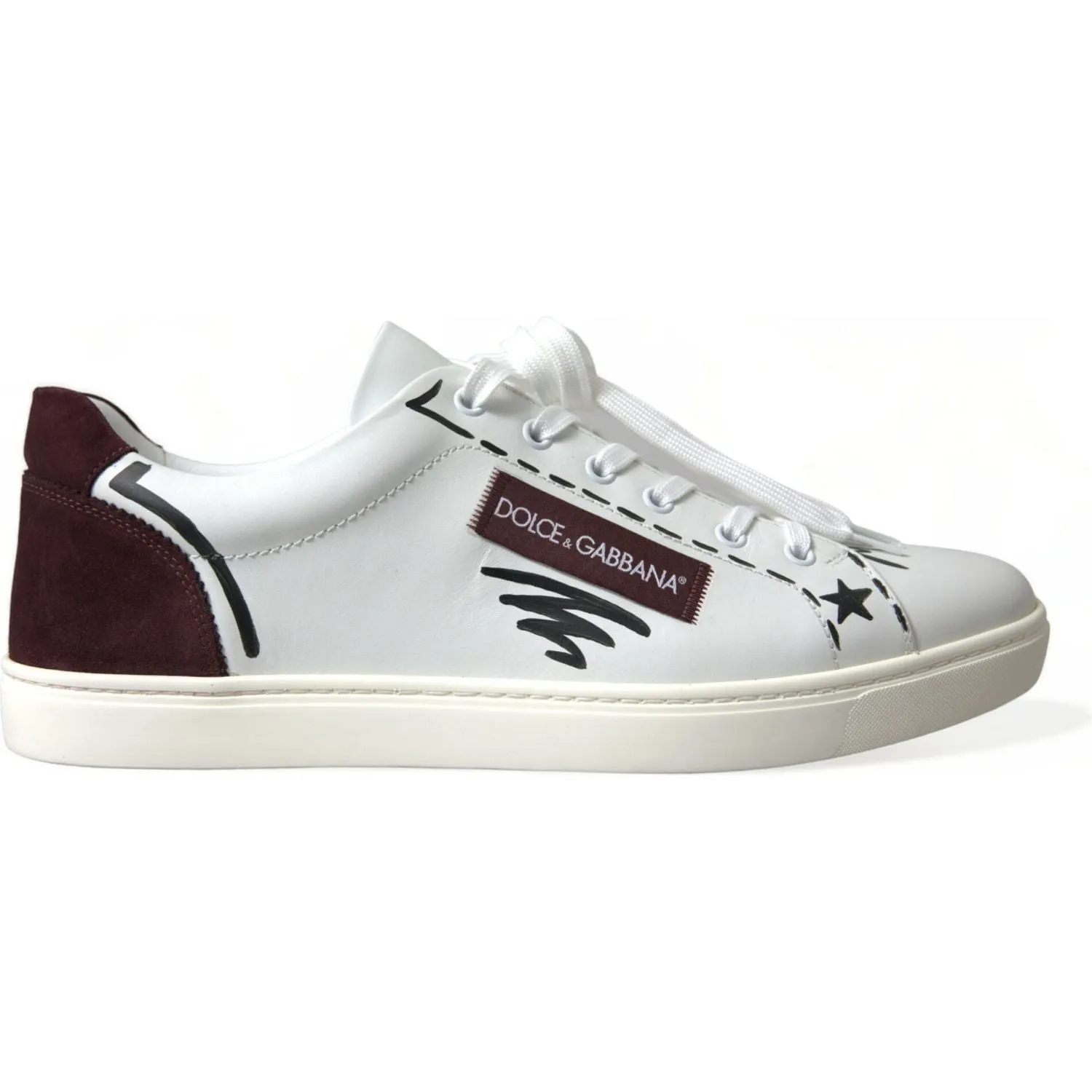 Dolce & Gabbana Exclusive White Bordeaux Low Top Sneakers