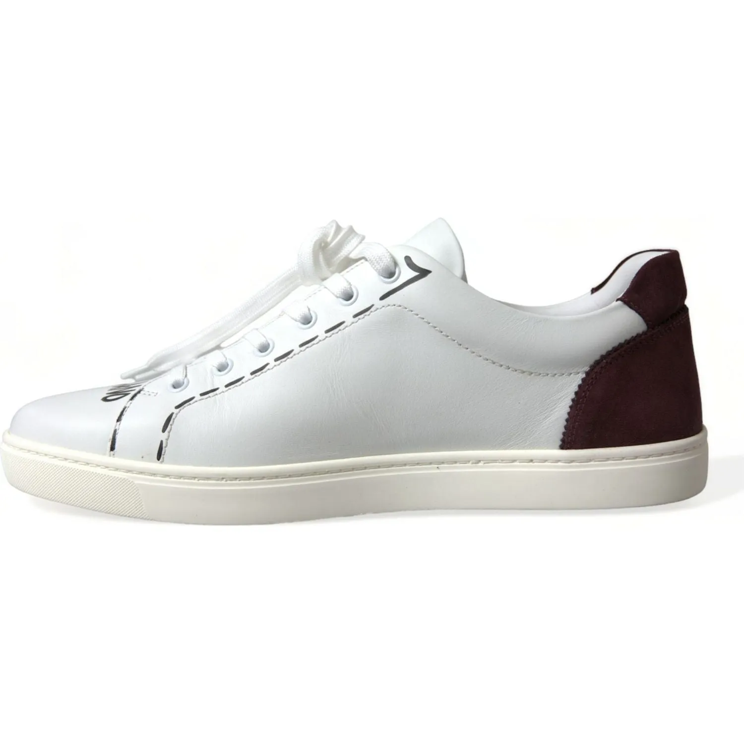 Dolce & Gabbana Exclusive White Bordeaux Low Top Sneakers