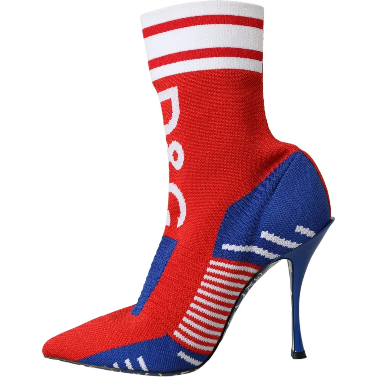 Dolce & Gabbana Red Blue Stretch Sock Style Short Boots Logo Shoes