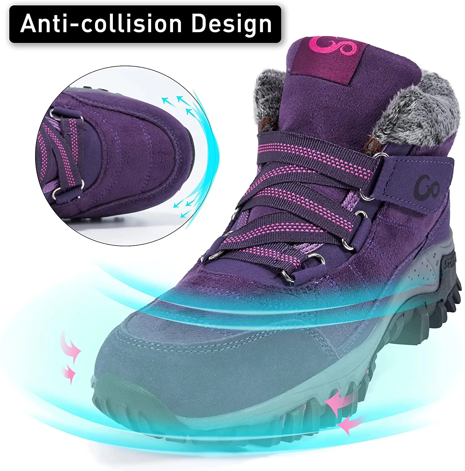 DUOYANGJIASHA Winter Snow Boots for Women Keep Warm Lined Ankle Booties Outdoor Hiking Shoes