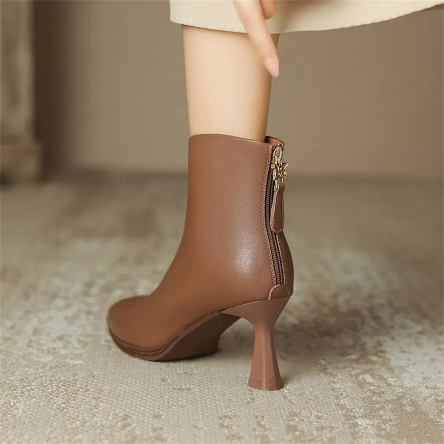 Elegant Cow Leather Pointed High-Heel Boots