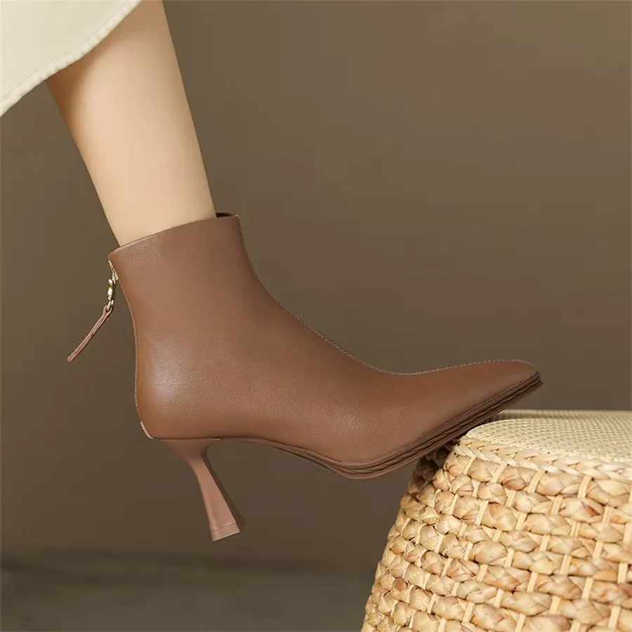 Elegant Cow Leather Pointed High-Heel Boots